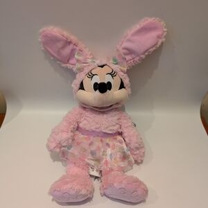 Disney Pink Minnie Mouse Stuffed Animal with Bunny Ears Easter Rabbit